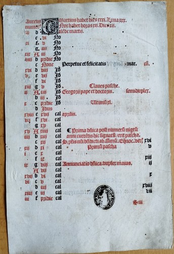 Original post inkunabel blatt - post,